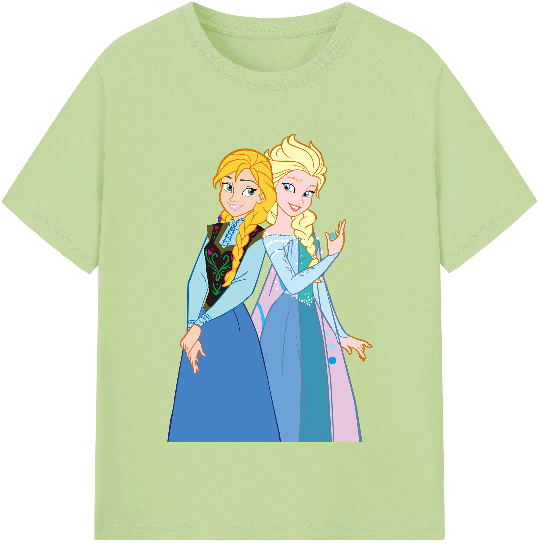 （画像用） アナと雪の女王 アンナ エルサ Frozen Anna Elsa 綿100％半袖Tシャツ（フロントプリント）